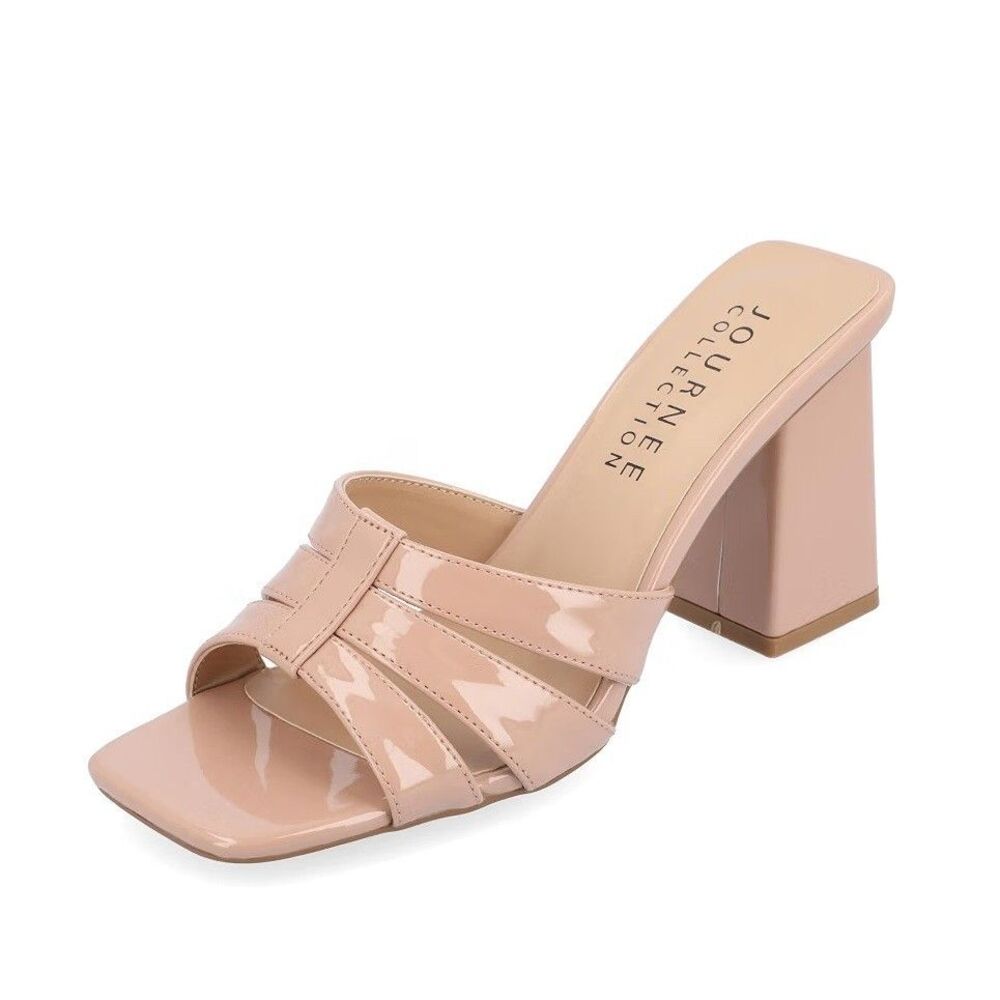 Journee Collection Women 9 M Taupe Ellington Block Heel Sandals NIB TD7